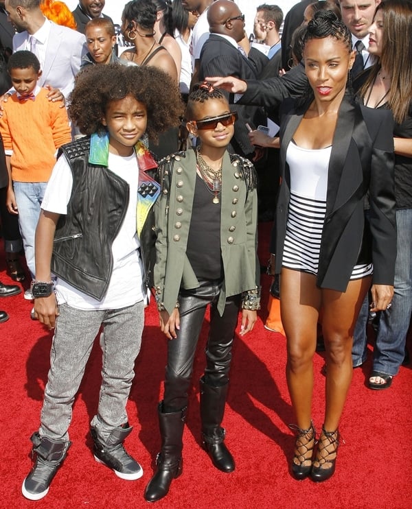 Jaden Smith, Willow Smith and Jada Pinkett Smith at the 2010 BET Awards held at the Shrine Auditorium in Los Angeles on June 27, 2010