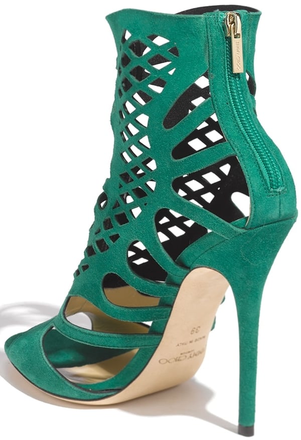 Emerald Green Suede Jimmy Choo Imogen Caged Sandals