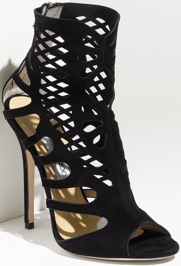 lack Suede Jimmy Choo 'Imogen' Caged Sandals