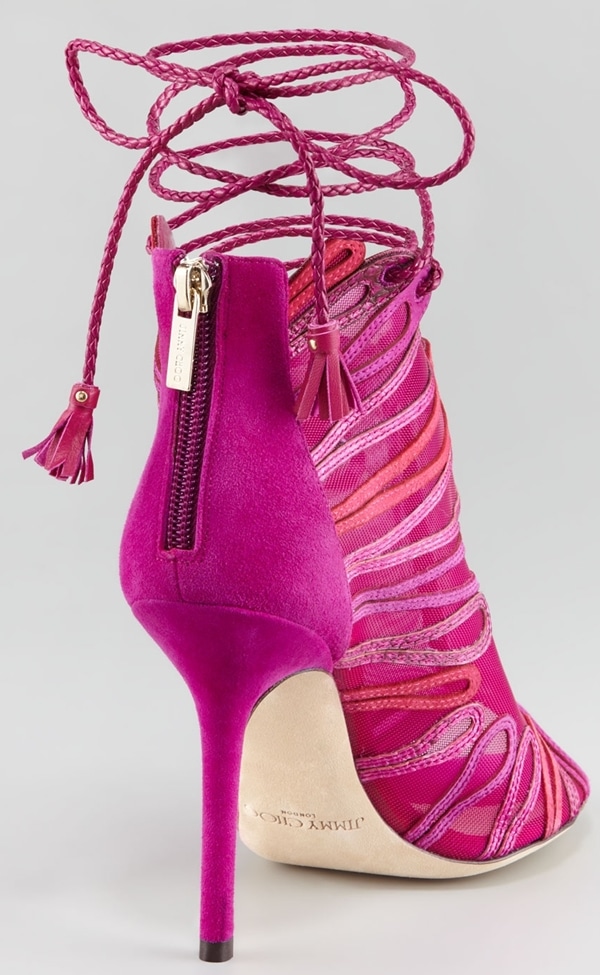 Bright Pink Magenta Jimmy Choo Kafira Mesh Booties