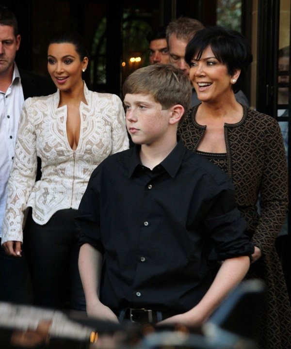 Kim Kardashian, accompanied by Kris Jenner, departs from the Georges V Hotel in Paris, France, showcasing her impeccable style on June 16, 2012