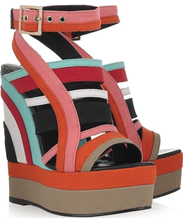 Pierre Hardy Canvas Multicolor Wedge Sandals