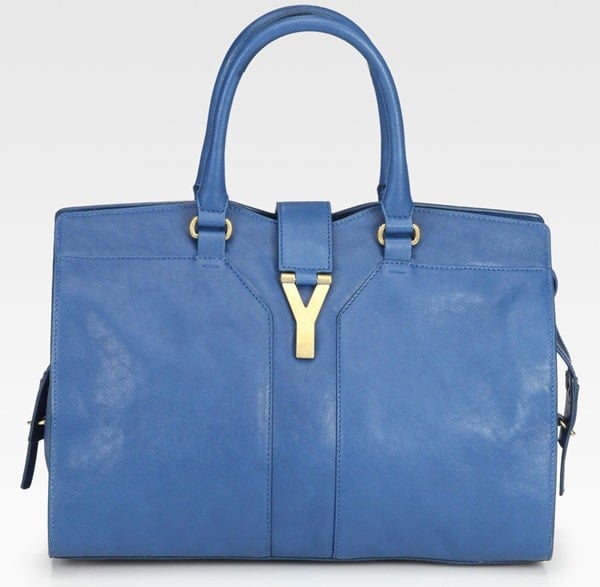 Yves Saint Laurent Cabas Chyc Medium East West Satchel in Pacific Blue