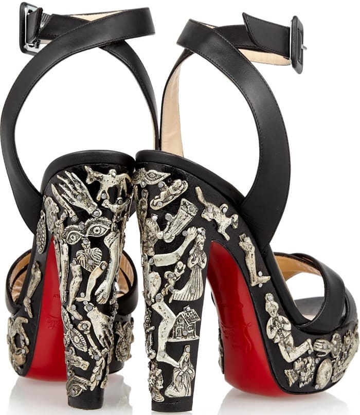 Christian Louboutin Exvota 140 metal-appliquéd leather sandals