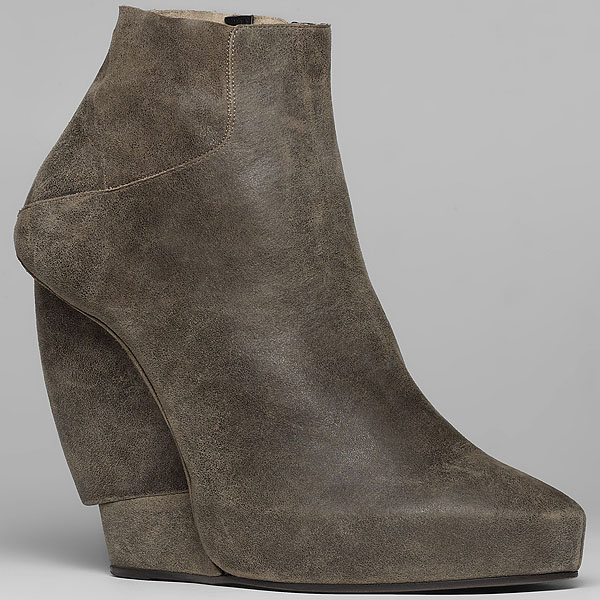 Helmut Lang burnished suede wedge bootie