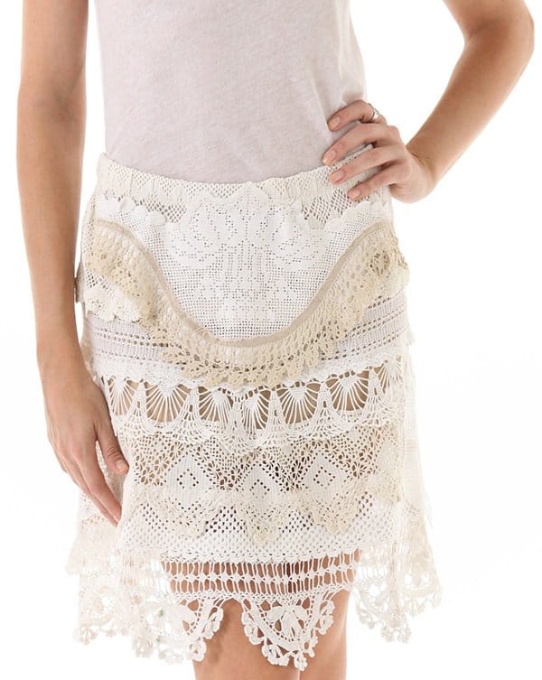 Magda Berliner Lace Ribbon Skirt in Ivory