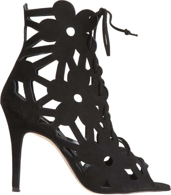 Black Manolo Blahnik "Kahikalow" Lace-Up Cutout Sandal Booties