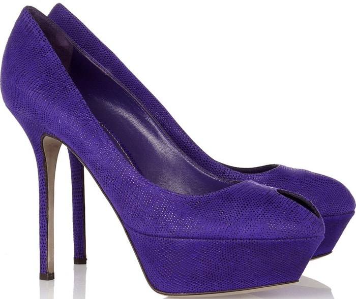 Sergio Rossi Purple Cachet Textured Suede Pumps