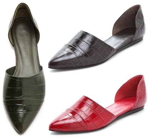 Jenni Kayne d'Orsay Flats in Oliva, Brown, and Red Croc