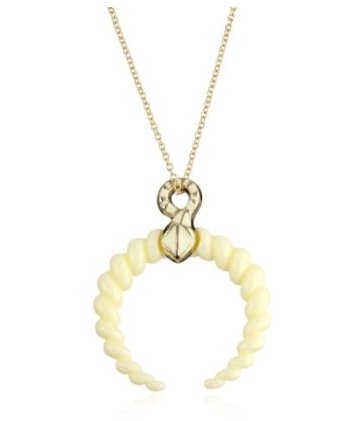 Belle Noel Ivory Resin Rams Horn Pendant Necklace