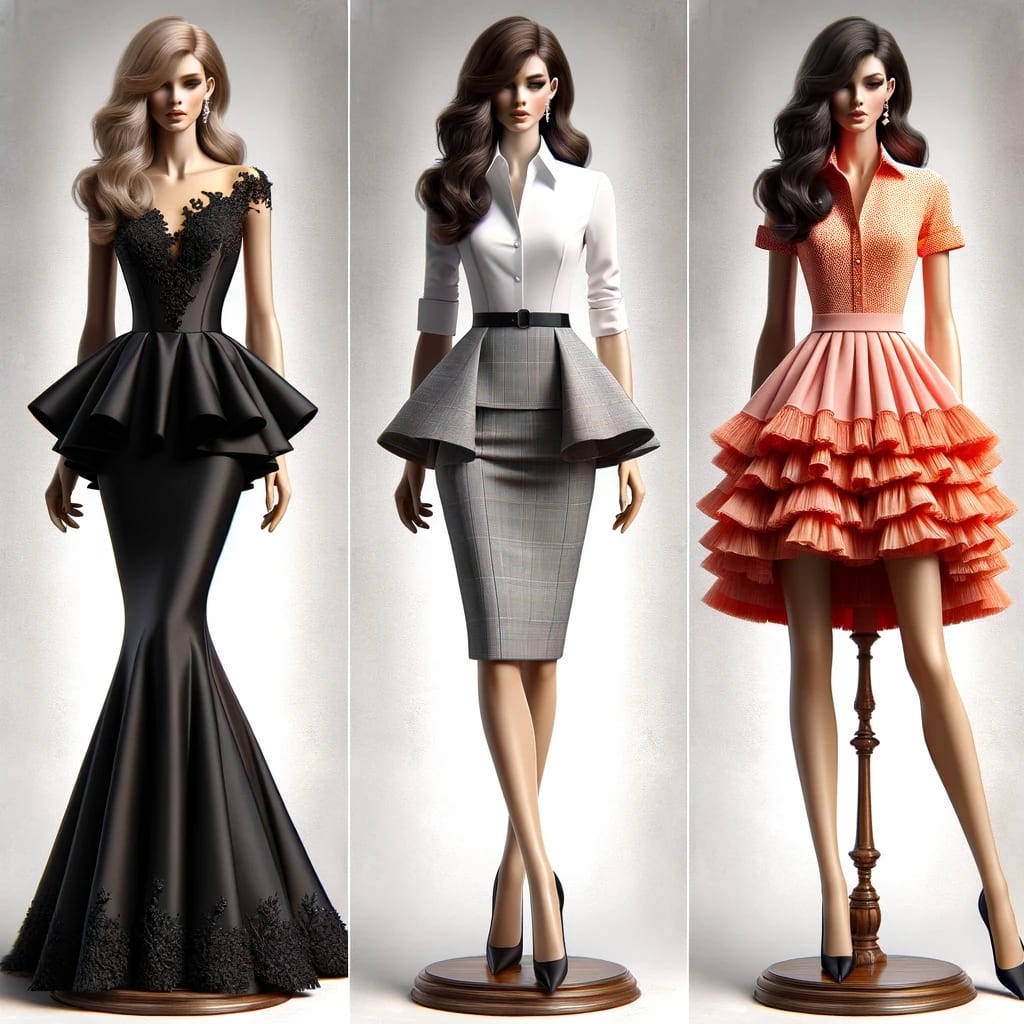 Showcasing Versatility: Elegant Evening, Chic Professional, and Playful Casual Peplum Dresses