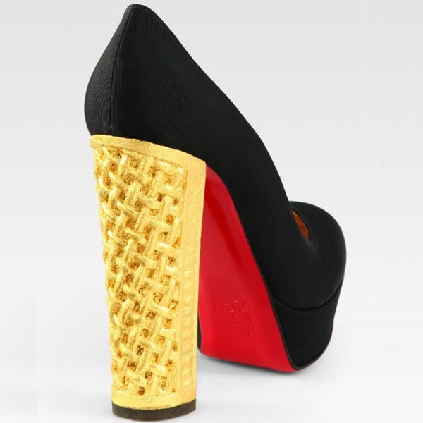 Christian Louboutin 'Bois Dore' Painted Wooden Heel Platform Pump