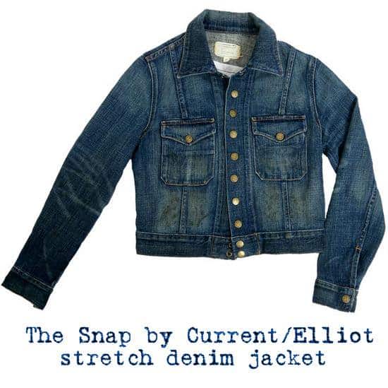 The cropped design of Katie Holmes' favored Current/Elliot 'The Snap' stretch denim jacket