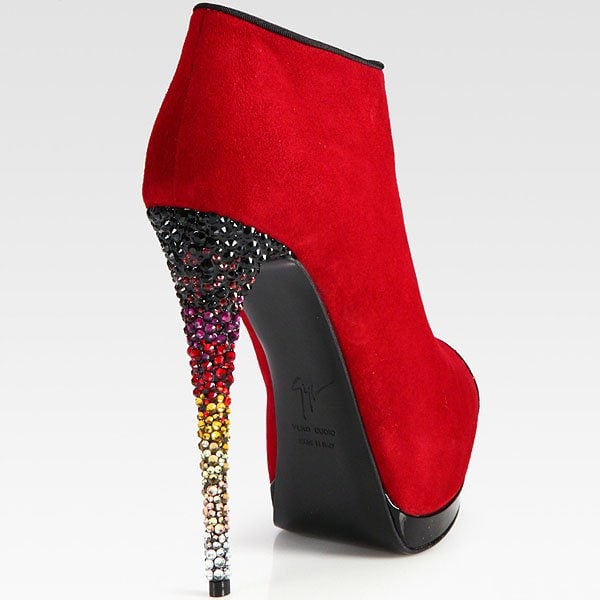 Giuseppe Zanotti Crystal Heel Suede Bootie