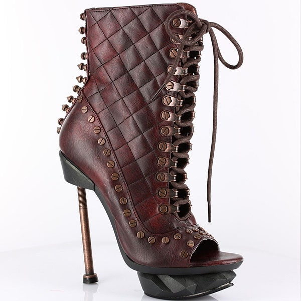 Hades 'IXX' quilted screw studded lace-up platform booties