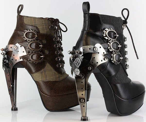 Hades 'Oxford' metal gears heel platform booties