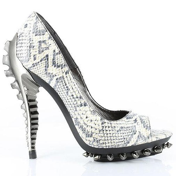 Hades 'Ripley' skeleton heel open toe spike platform pumps