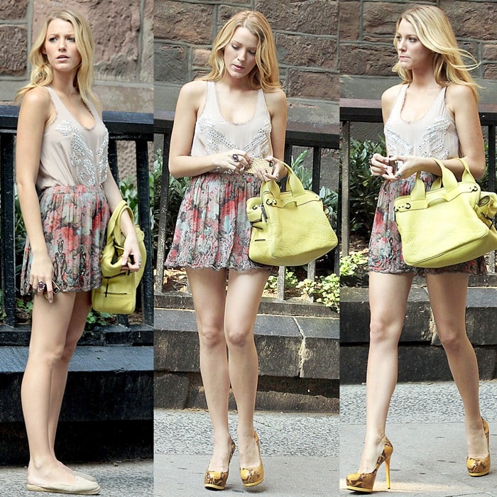 Blake Lively films scenes for episodes for the final season of "Gossip Girl"