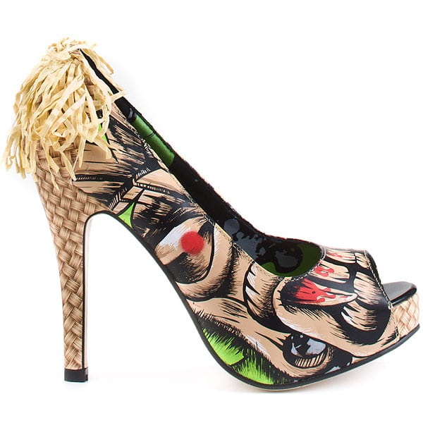 Iron Fist 'Tiki Toes' Pump: Merging the bizarre with the exotic, the Tiki Toes pump features a unique tiki-inspired design complete with startlingly vivid bloody teeth