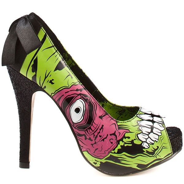 Iron Fist 'Zombie Stomper' Pump: These vibrant pumps capture the zeitgeist of the zombie apocalypse trend with their bold and striking zombie-themed artwork, echoing Avril Lavigne's pop-punk style