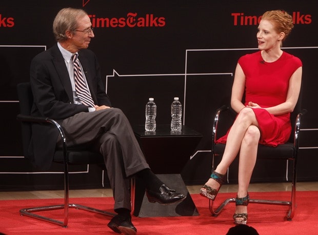 Charles McGrath and Jessica Chastain attend TimesTalk Presents An Evening With Jessica Chastain at TheTimesCenter