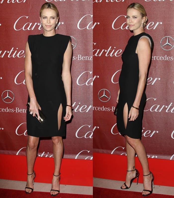 Charlize Theron rocks a classic little black dress by Lanvin at the Palm Springs Film Festival, exuding effortless elegance