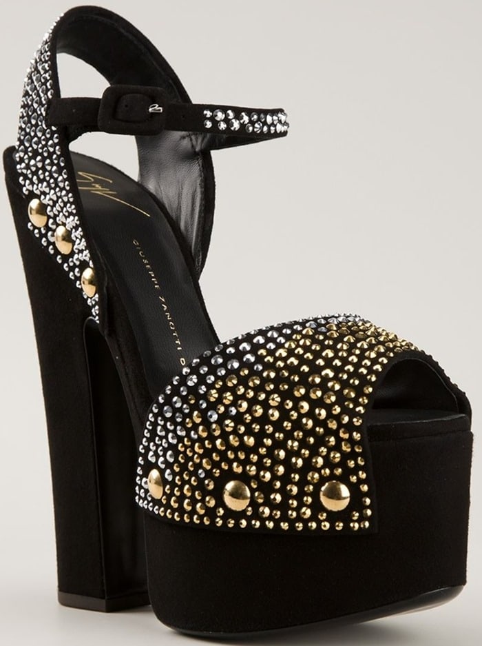 Giuseppe Zanotti Black Studded Platform Sandals