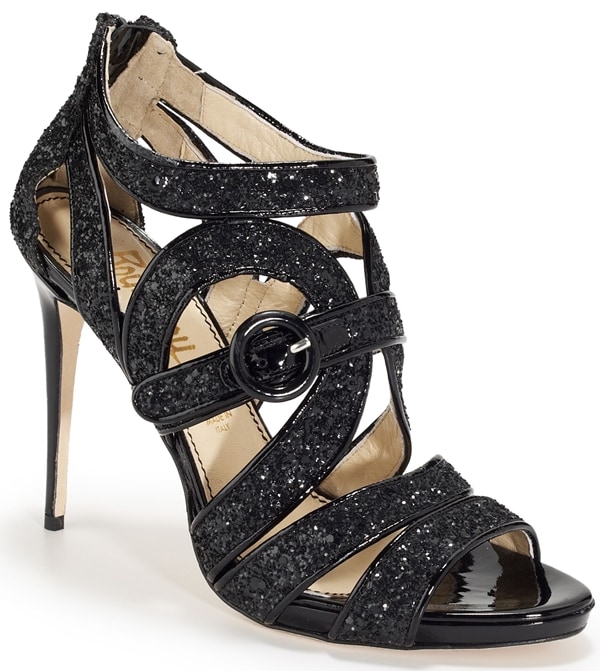 Jerome C. Rousseau Sequined Tesla Buckle Sandals