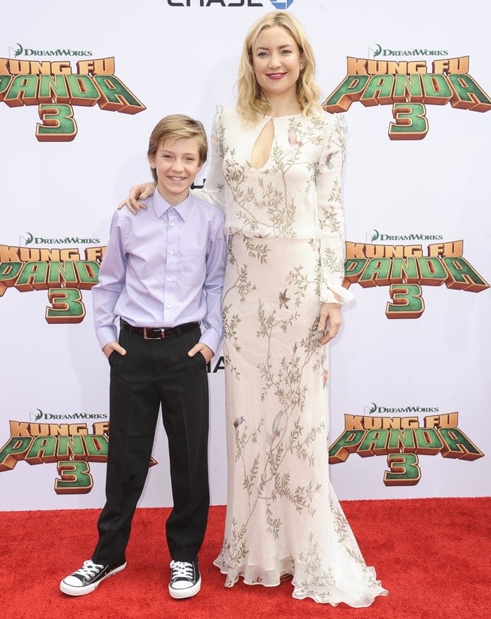 Kate Hudson and her son Ryder Russell arrive for the premiere of DreamWorks Animation and Twentieth Century Fox's "Kung Fu Panda 3"