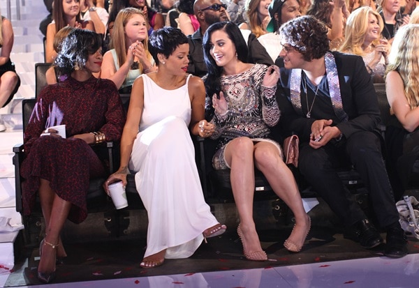 Katy Perry and Rihanna chatted at the 2012 MTV Video Music Awards, held on September 6, 2012, at the Staples Center in Los Angeles, California