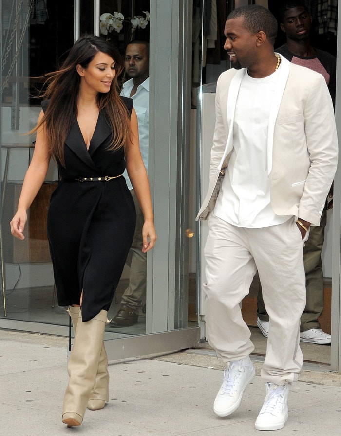 Kim Kardashian wearing Givenchy shark-lock fold-over wedge boots