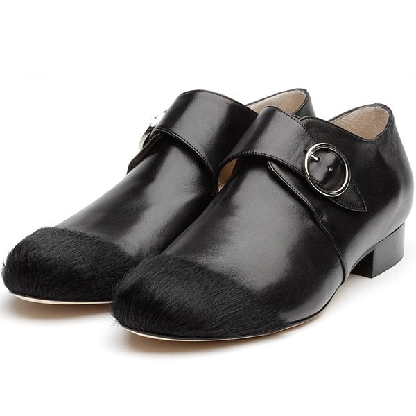 Liam Fahy 'Nicole' pony hair toe monk strap shoes