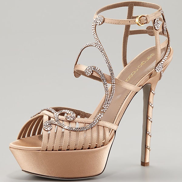 Sergio Rossi crystal satin Song sandal