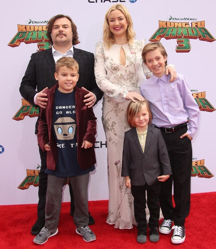 Jack Black with his second son Thomas David Black and Kate Hudson with her sons Ryder Robinson and Bingham Hawn Bellamy