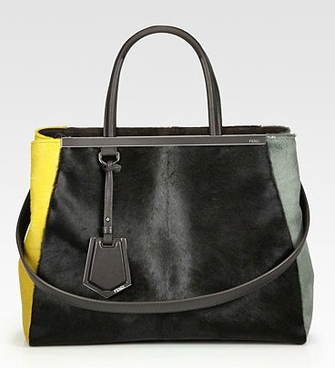 Fendi 2Jours Colorblock Haircalf Tote