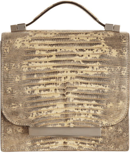 Showcasing the Olsen twins' flair for luxurious accessories, the Small Shoulder Tejus Bag, valued at $5,100, combines elegance with a touch of exotic texture, a perfect representation of The Row's high-end aesthetic
