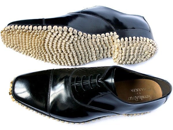 Fantich and Young's artistic endeavor involved taking a pair of men's brogues from the British footwear brand Baker and adorning them with a staggering 1,050 teeth dentures meticulously glued onto the soles