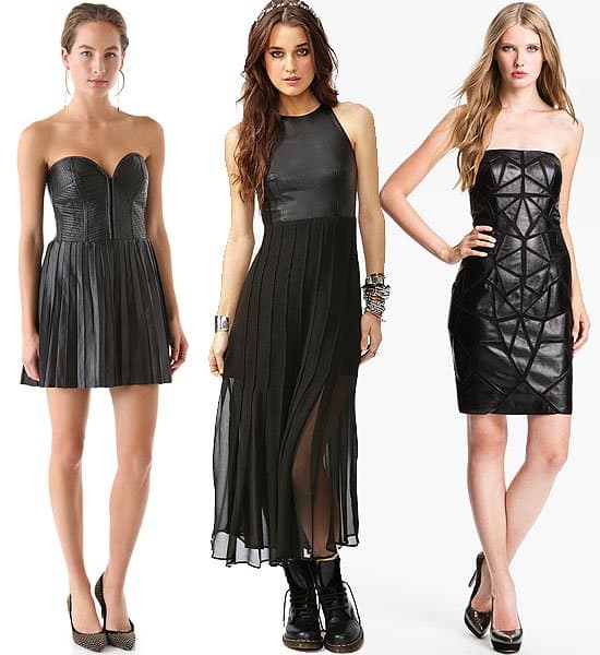 Elevate your style with these mid-range black leather dresses from Parker, Shakuhachi, and Aidan Mattox, blending elegance with contemporary design