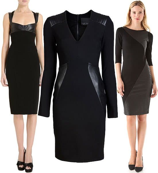 Indulge in luxury with these exquisite black leather dresses from Narciso Rodriguez,  Yigal Azrouël, and Alice + Olivia, epitomizing high-end fashion