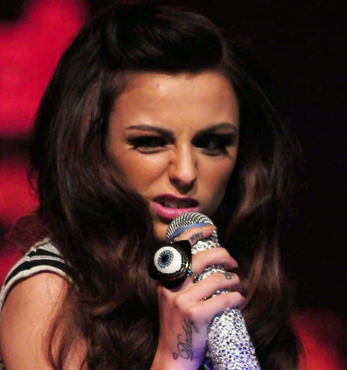Cher Lloyd performs at the Hard Rock Rocks concert at the Hard Rock Cafe in New York's Times Square on October 4, 2012