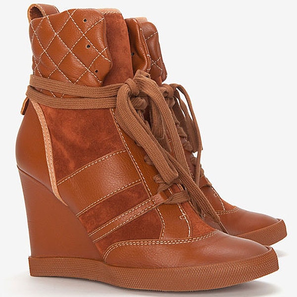 Chloe Wedge Sneakers in Rust