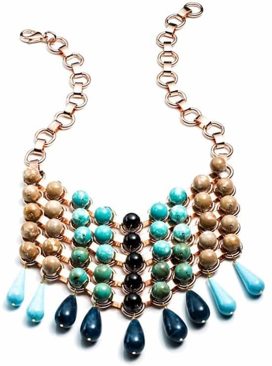 A close-up of the Dannijo 'Medine' Statement Necklace as worn by Rashida Jones