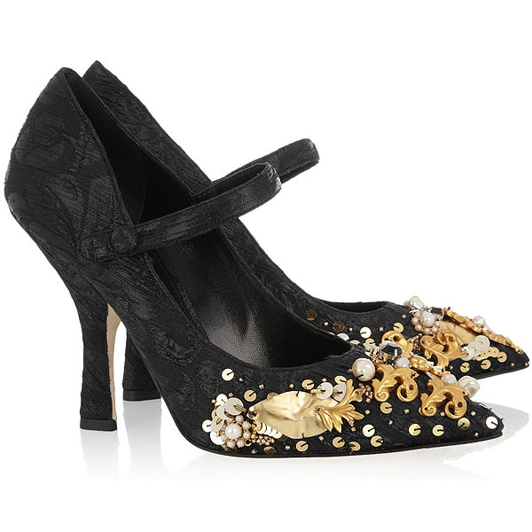 Dolce & Gabbana Embellished Brocade Mary Jane Pumps