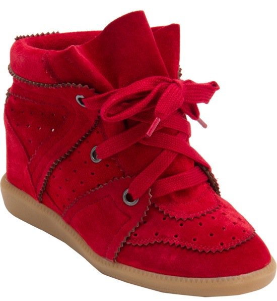Etoile Isabel Marant "Bobby" Wedge Sneakers in Red