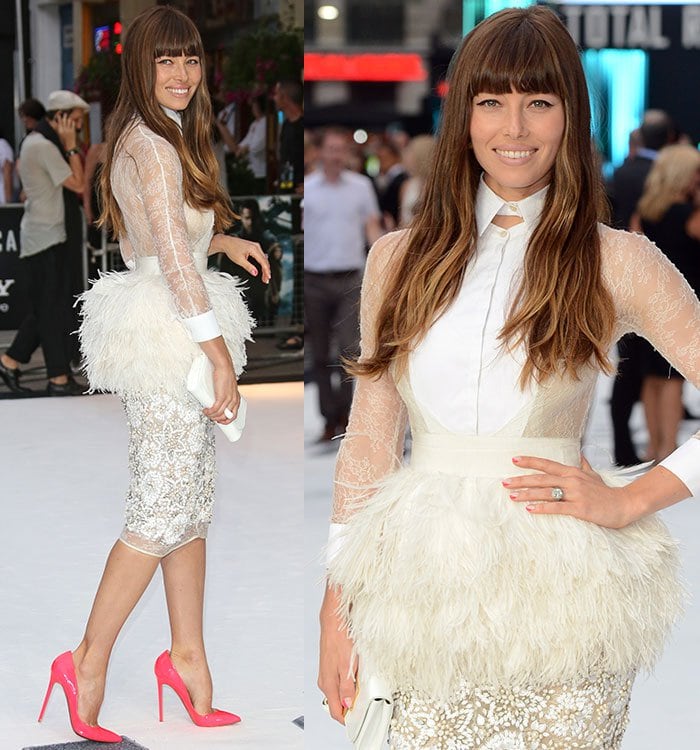 Jessica Biel at the London premiere of Total Recall held at Vue Leicester Square in London, England, on August 16, 2012