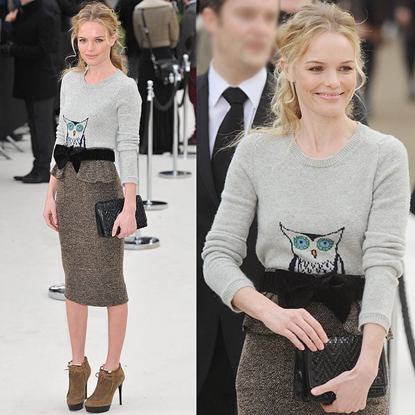 Kate Bosworth flaunts her legs at the Burberry Fall 2012 presentation