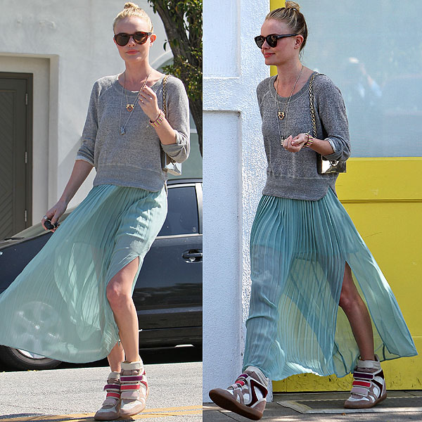 Kate Bosworth flashes her legs while leaving Byron and Tracey Salon