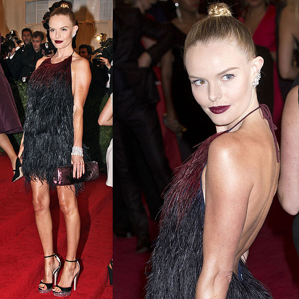 Kate Bosworth poses on the red carpet at the Schiaparelli and Prada 'Impossible Conversations' Costume Institute Gala