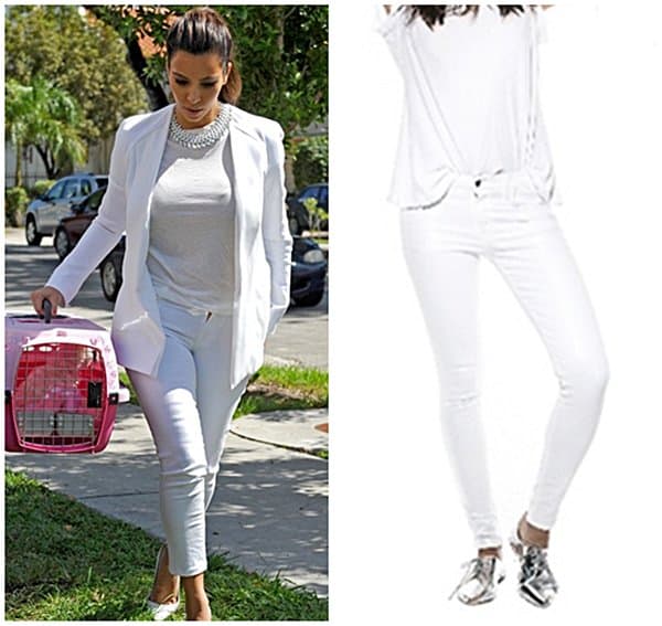 Kim Kardashian Elevates Casual Elegance in Pristine White Skinny Jeans