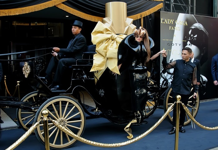 Lady Gaga arrives at Macy's Herald Square for her '